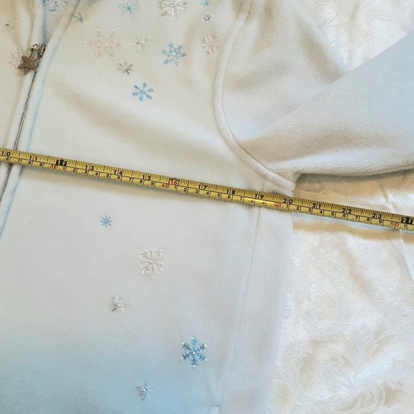 Bobbie Brooks Powder Blue Winter Snowflake Front Zip Fleece Jacket Sz M - Picture 10 of 13